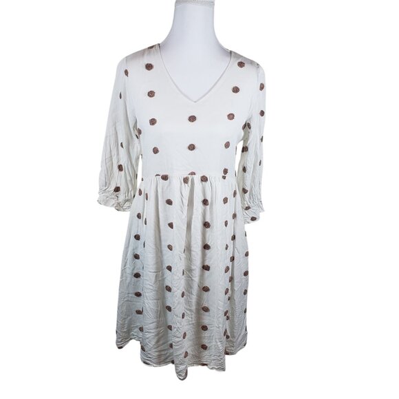 Polagram White Babydoll Midi Dress Women S Flowy LongSleeve Cottagecore Coquette - Picture 2 of 10